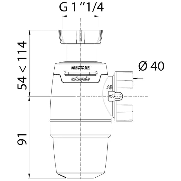 Сифон NEO AIR 1 1/4 х 40 мм без выпуска WIRQUIN