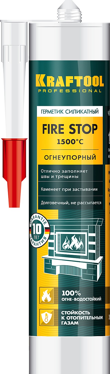 Огнеупорный силикатный герметик KRAFTOOL Fire Stop 300 мл черный