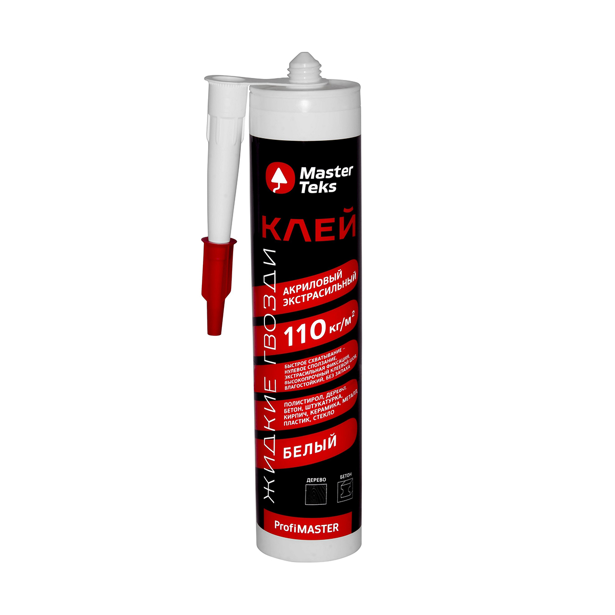 Клей "profimaster" акрил. экстрасильный 528 г белый (110 кг/м2) (1/12) "masterteks" россия