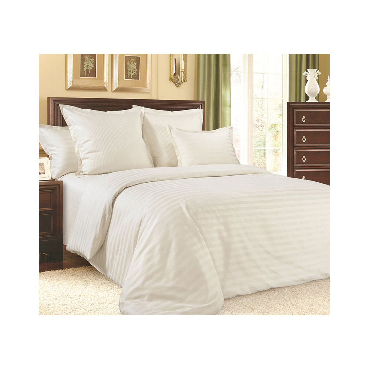 Простыня "stripe" 200*220 см (кремовый) (1/12) "sonnet"