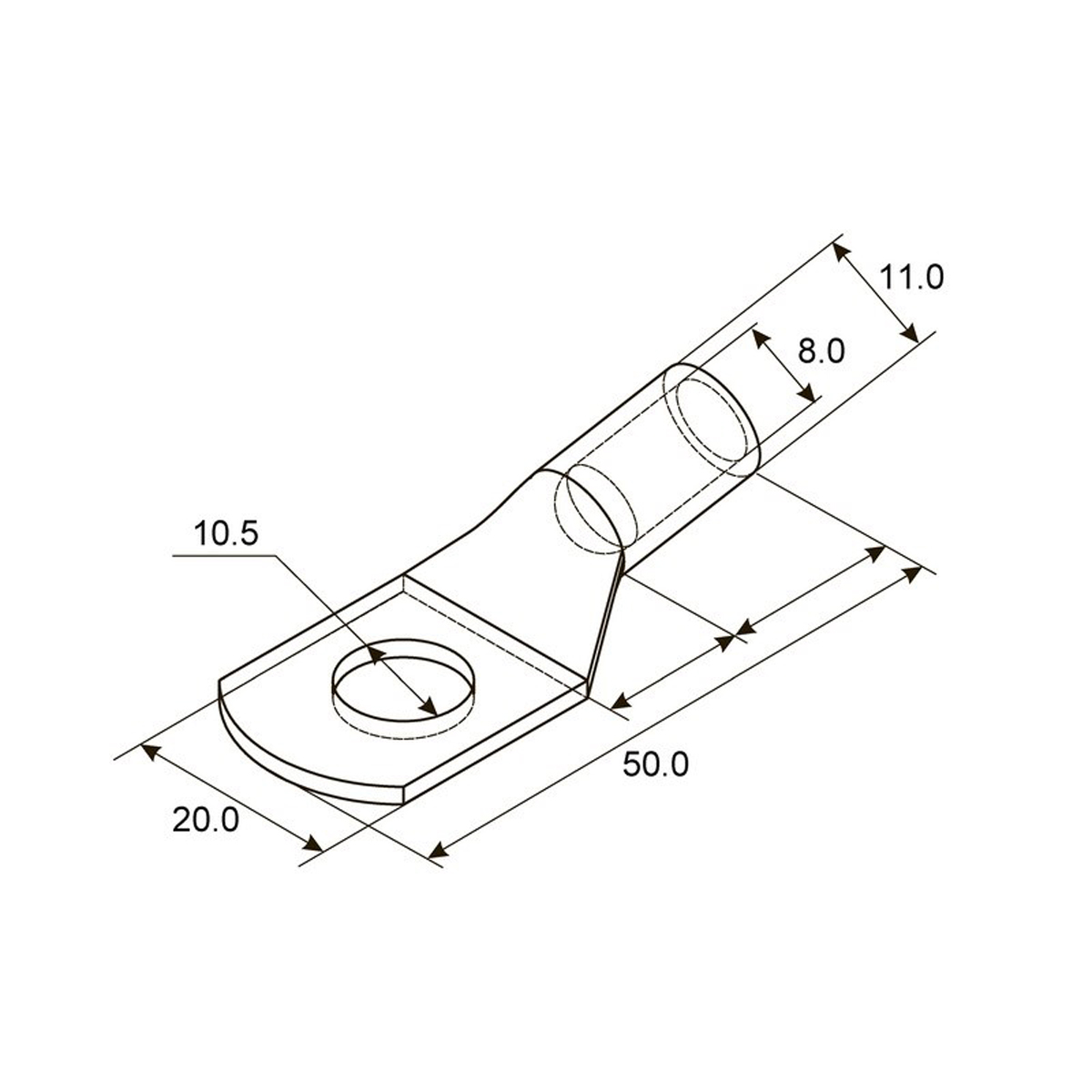 Наконечник кабельный медный тмл 25-10-8  d 10 мм (5/500) "rexant" 07-5315