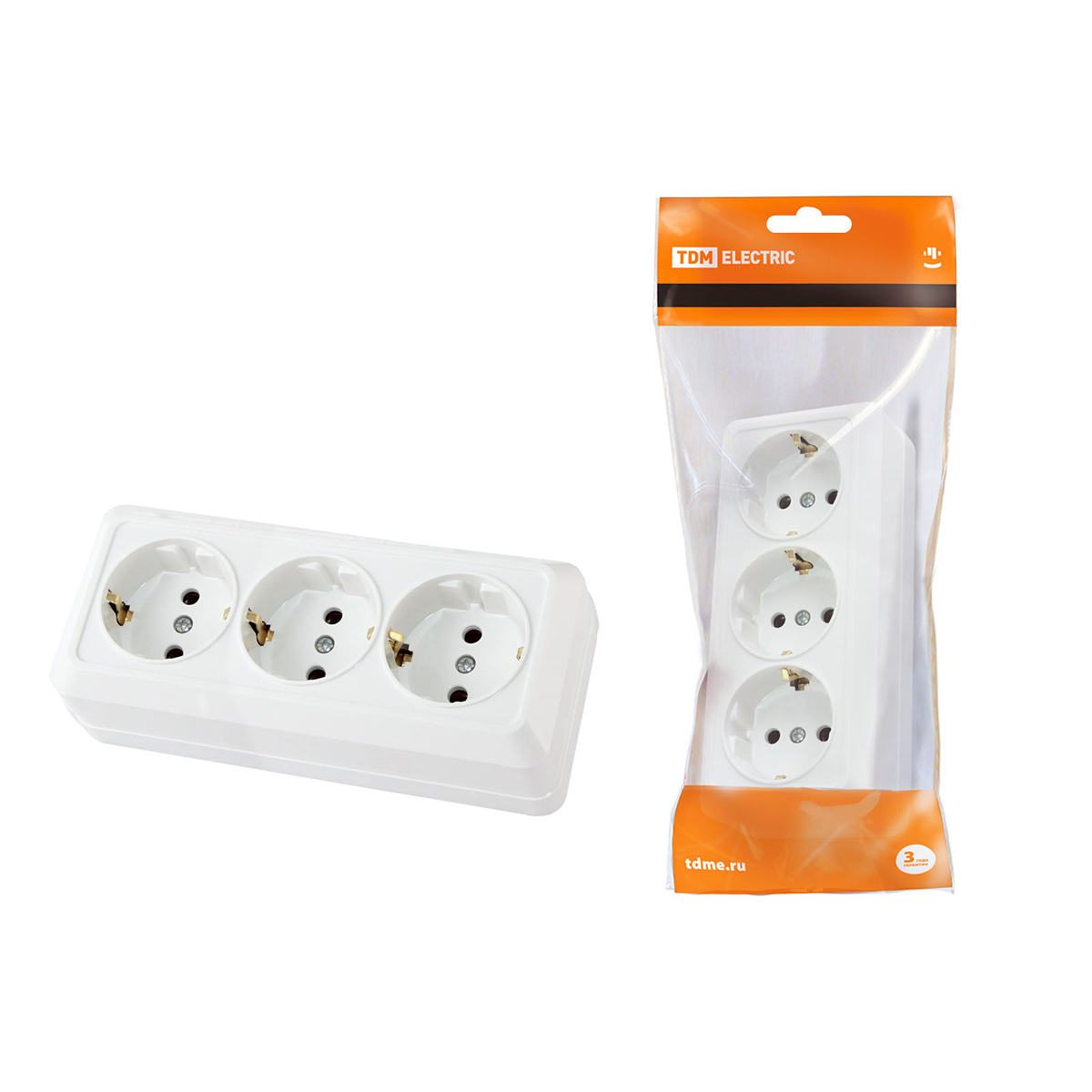 Розетка 3-х местн. с заземл. откр. уст. 16a 250в ip20 "ладога" белая (1/6/60) tdm sq1801-0126