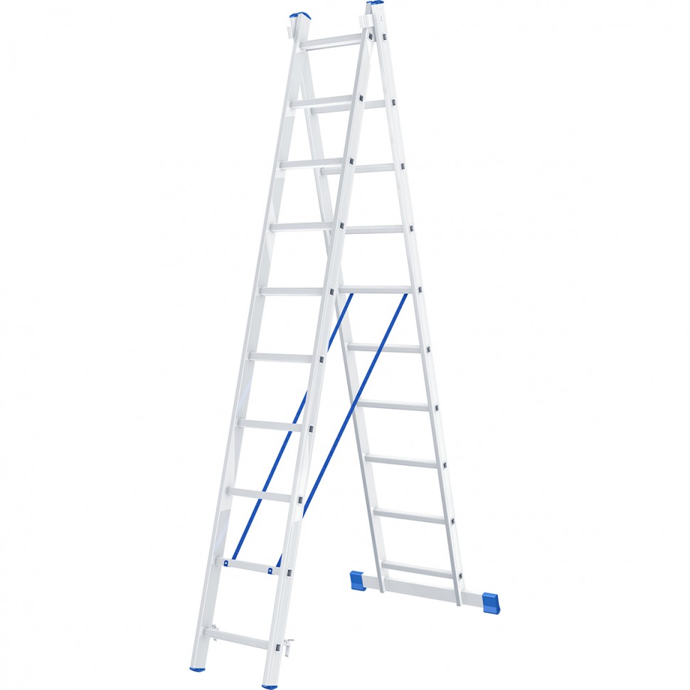Лестница, 2 х 10 ступеней, алюминиевая, двухсекционная, Сибртех (97910)