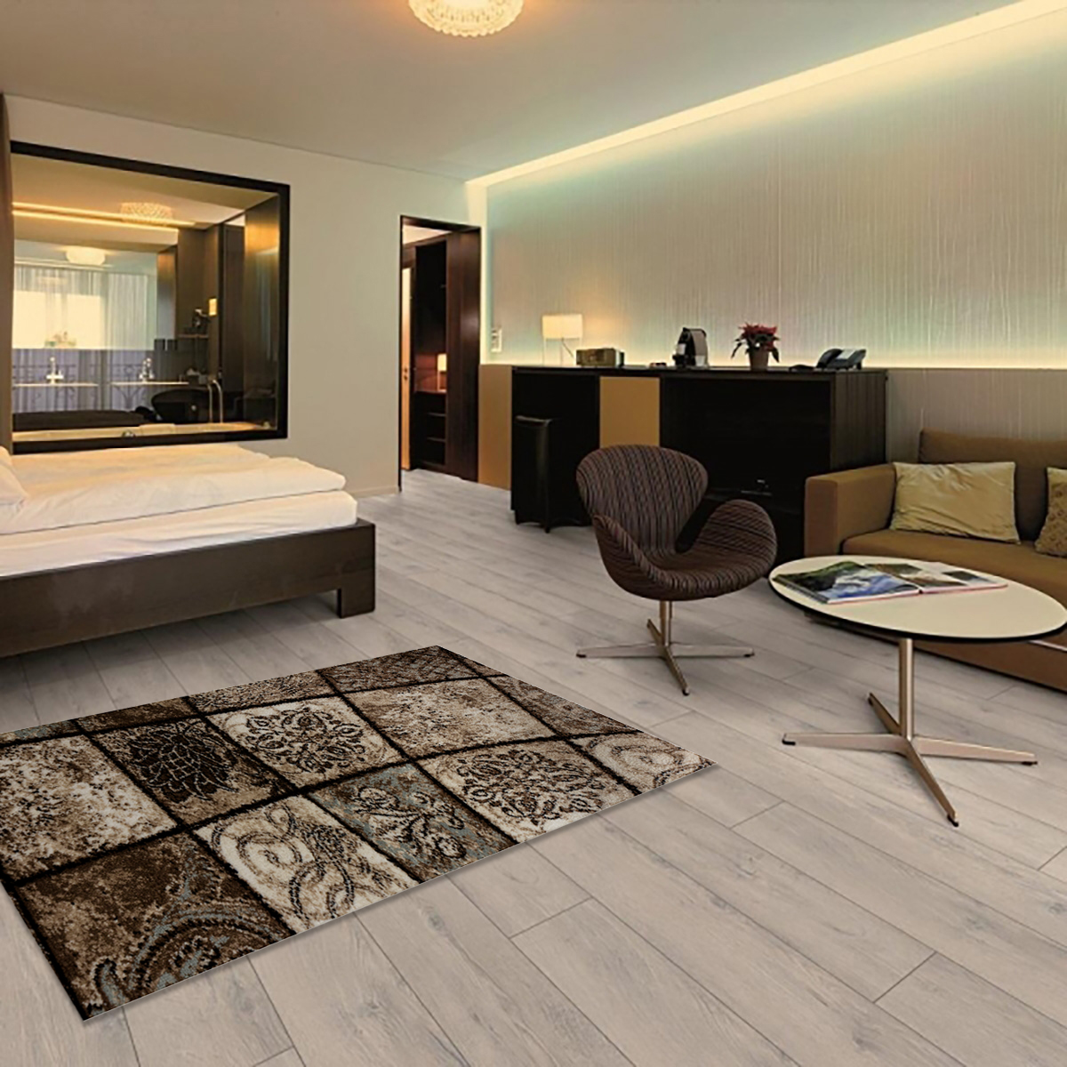 Ковер Merinos Valencia Deluxe d328, 0,8 x 1,5 м, хит-сет, коричневый