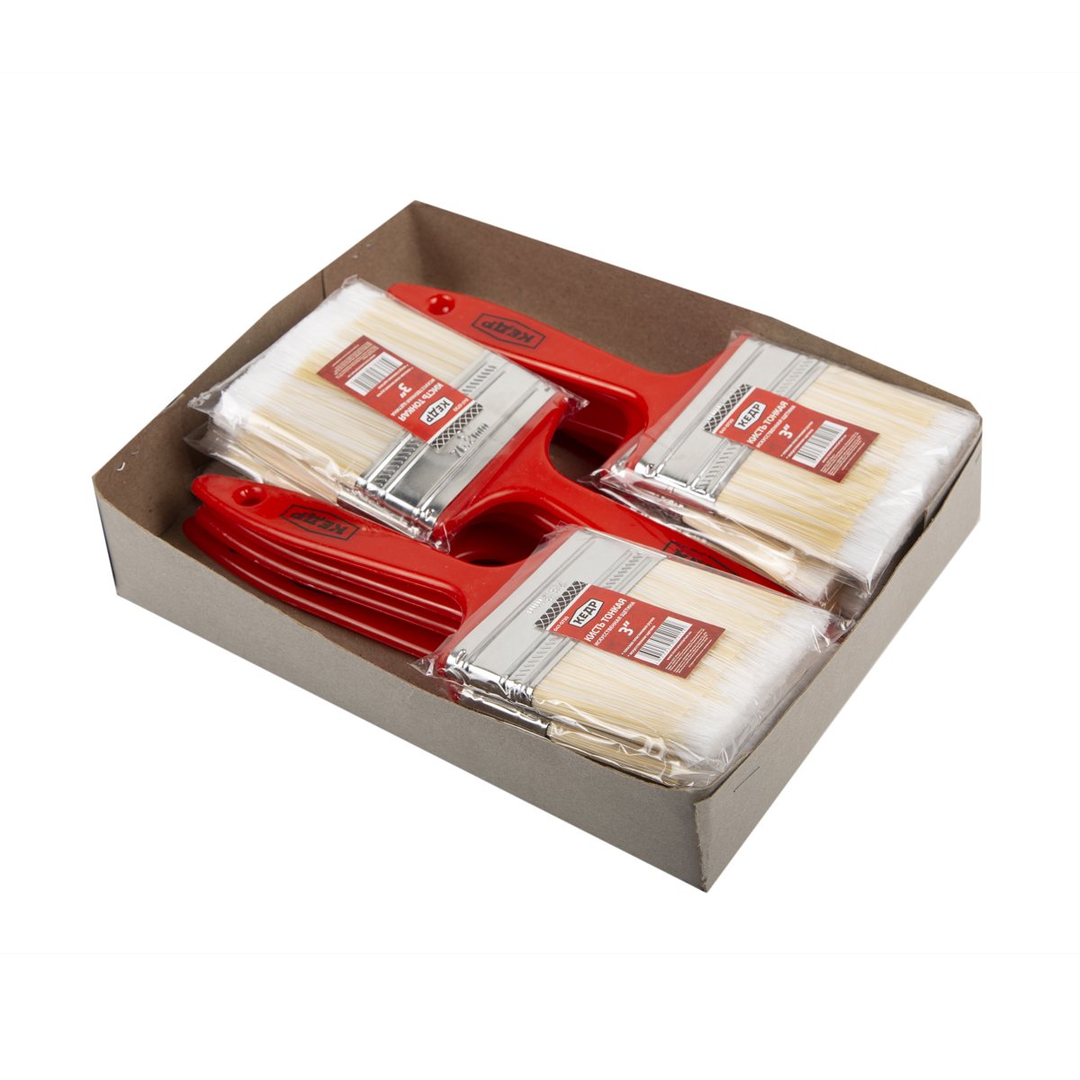 Кисть плоская тонкая искуств.щетина  №3 /75 мм (12/360) пласт.ручка "кедр"  047-0730