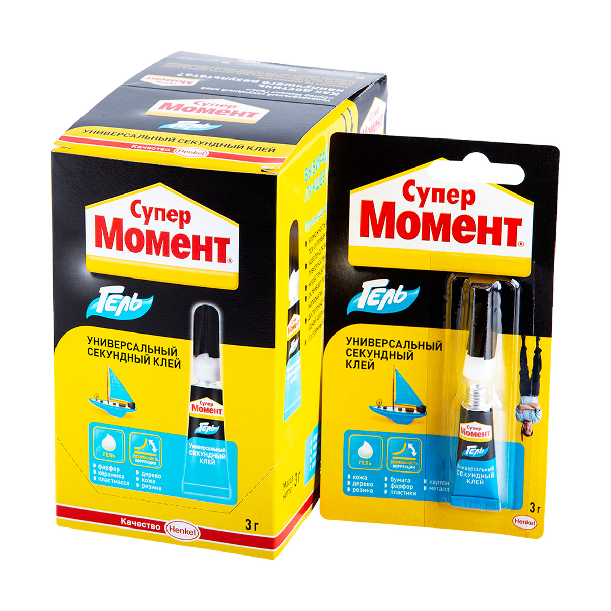 Клей момент супер гель 3 г  ед. блистер в шоу-боксе (10/120)  хенкель