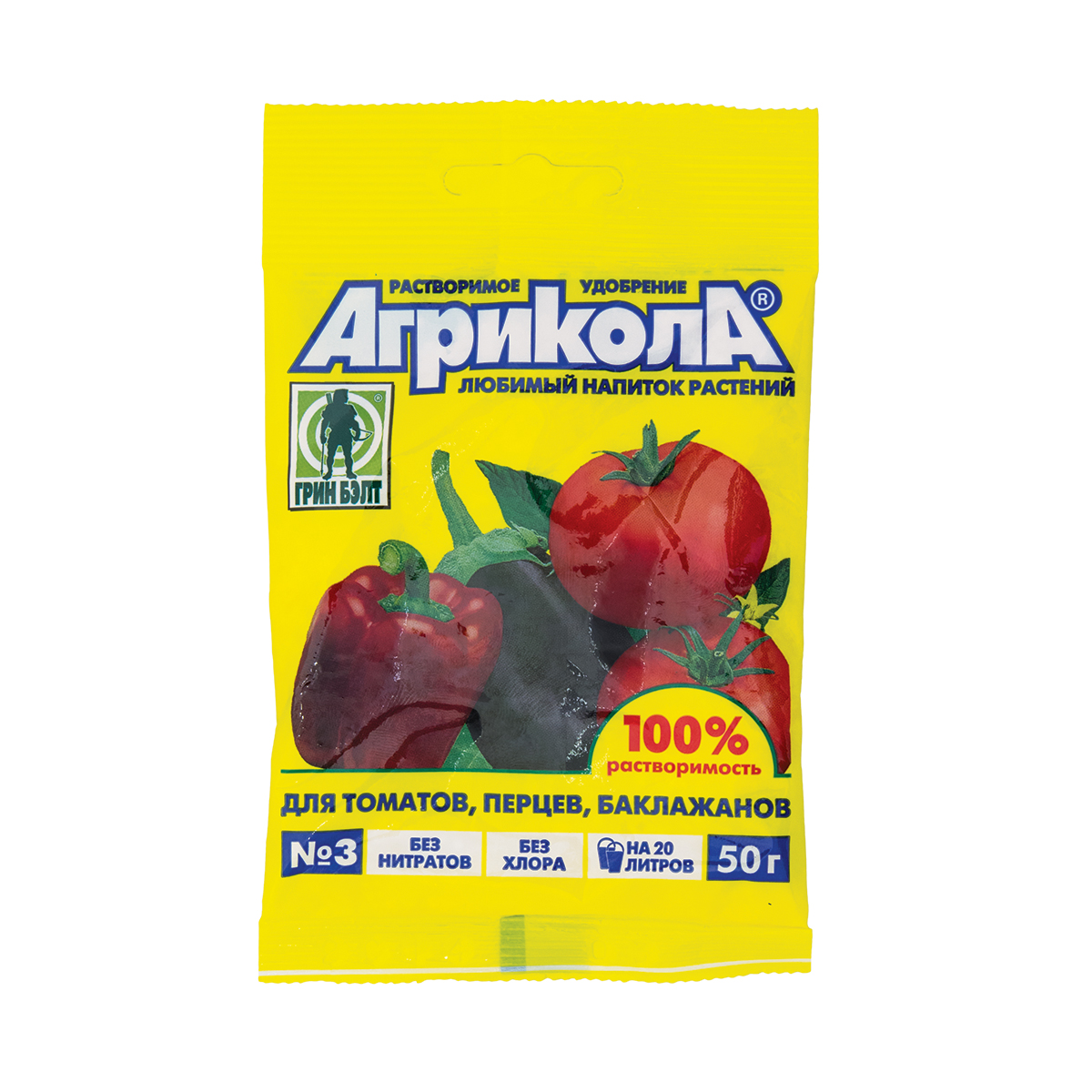 Удобрение "агрикола 3" для томатов, перцев, баклажанов 50 г (1/100) "green belt"