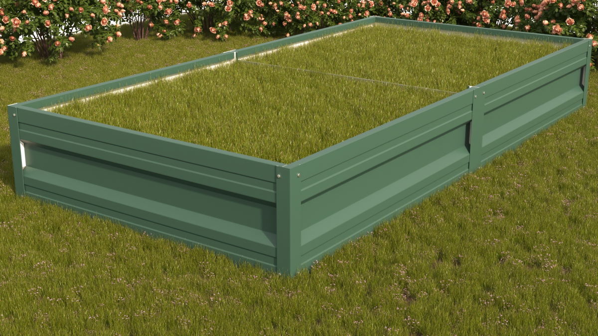 Грядка оцинкованная с полимерным покрытием Усиленная (с ребрами жесткости) , металл 0.6 мм, длина 9 м, ширина 0.8 м, высота 0.3 м, цвет Зеленый