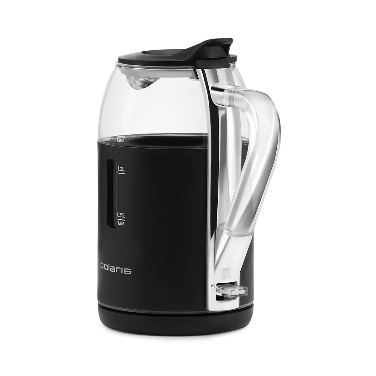 Чайник электр. pwk 1563cgl "water way pro" 1,5 л стекло (черный )(1/4) "polaris"