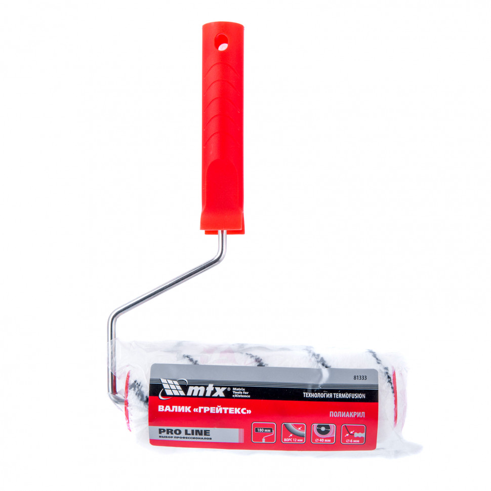 Валик "Грейтекс" Pro Line, 180 мм, ворс 12 мм, D 40 мм, D ручки 6 мм, полиакрил MTX (81333)