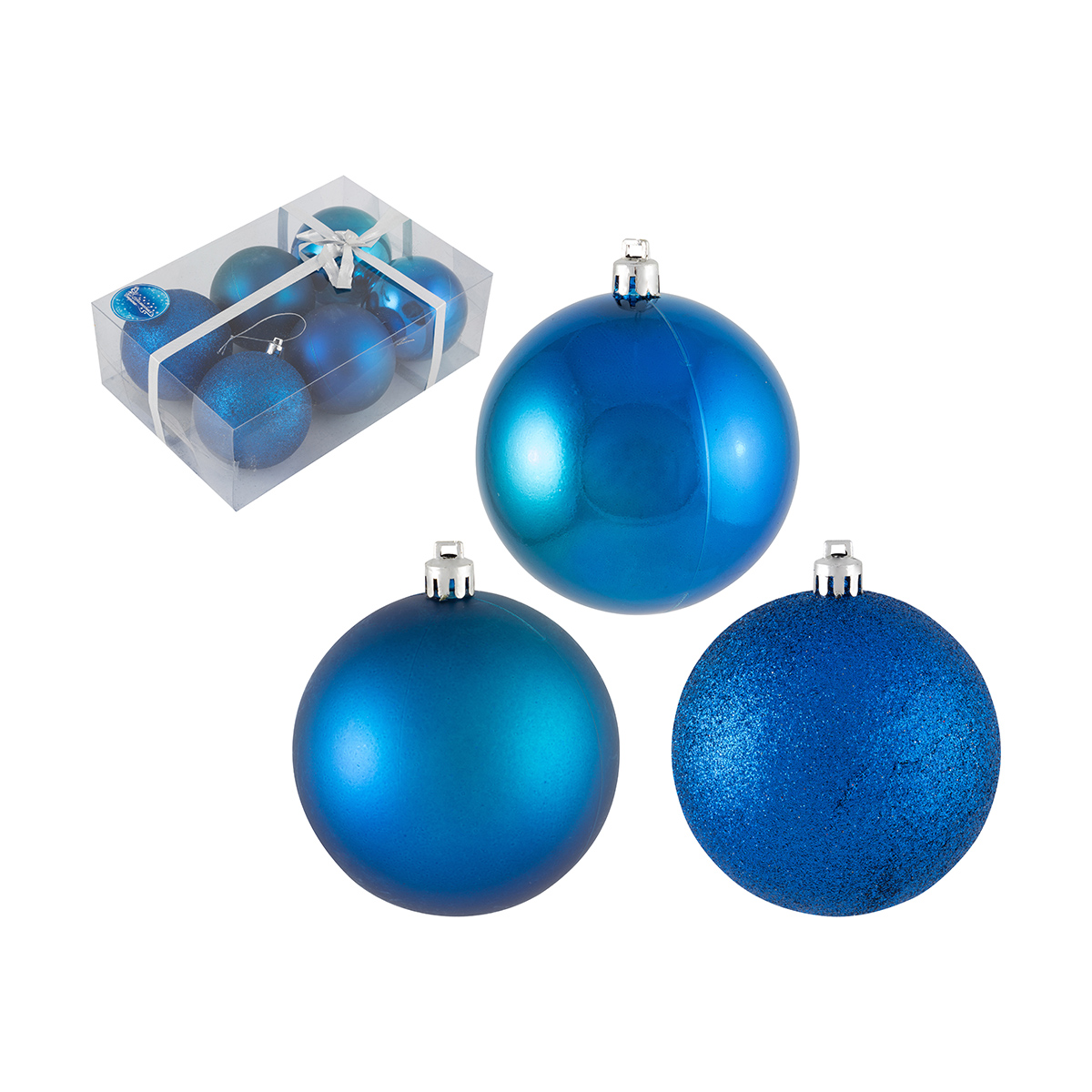 Шары новогодние pb8-6smb-b набор 6 шт. d - 8 см, голубой (1/24) "волшебная страна"