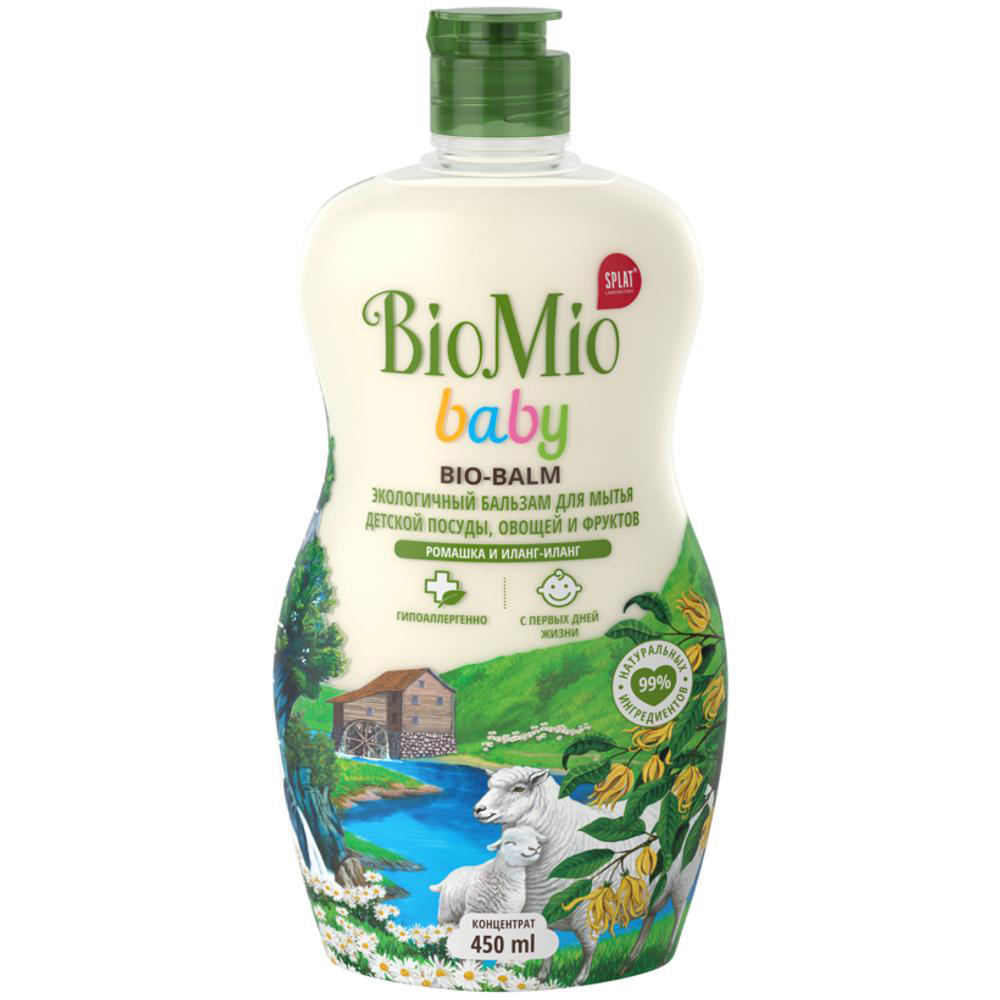 Бальзам для мытья детской посуды "bio-balm" (ромашка и иланг-иланг) 450 мл (1/10) biomio baby