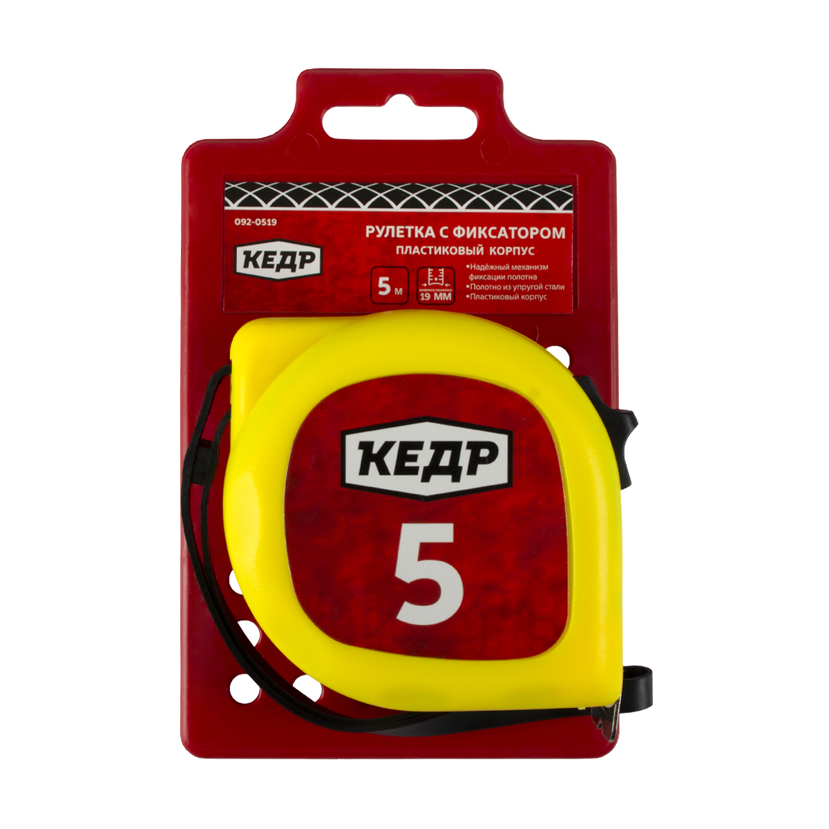Рулетка с фиксатором, пласт. корпус  5 м/19 мм (1/12/120) "кедр"  092-0519