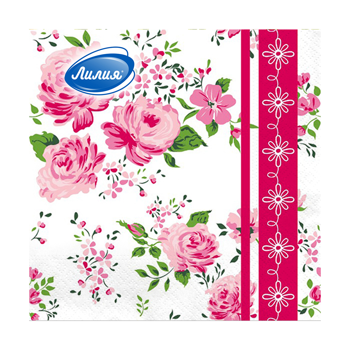 Салфетки бумажн. 2-х слойные упак. 20 листов 33*33 см, цветочный роман (1/15) "лилия"