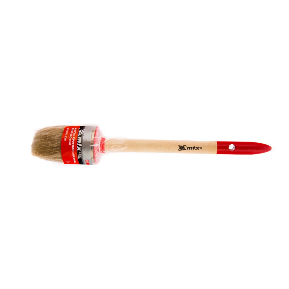 Кисть круглая, Профи №10 (40 мм), натуральная щетина, деревянная ручка MTX (82047)