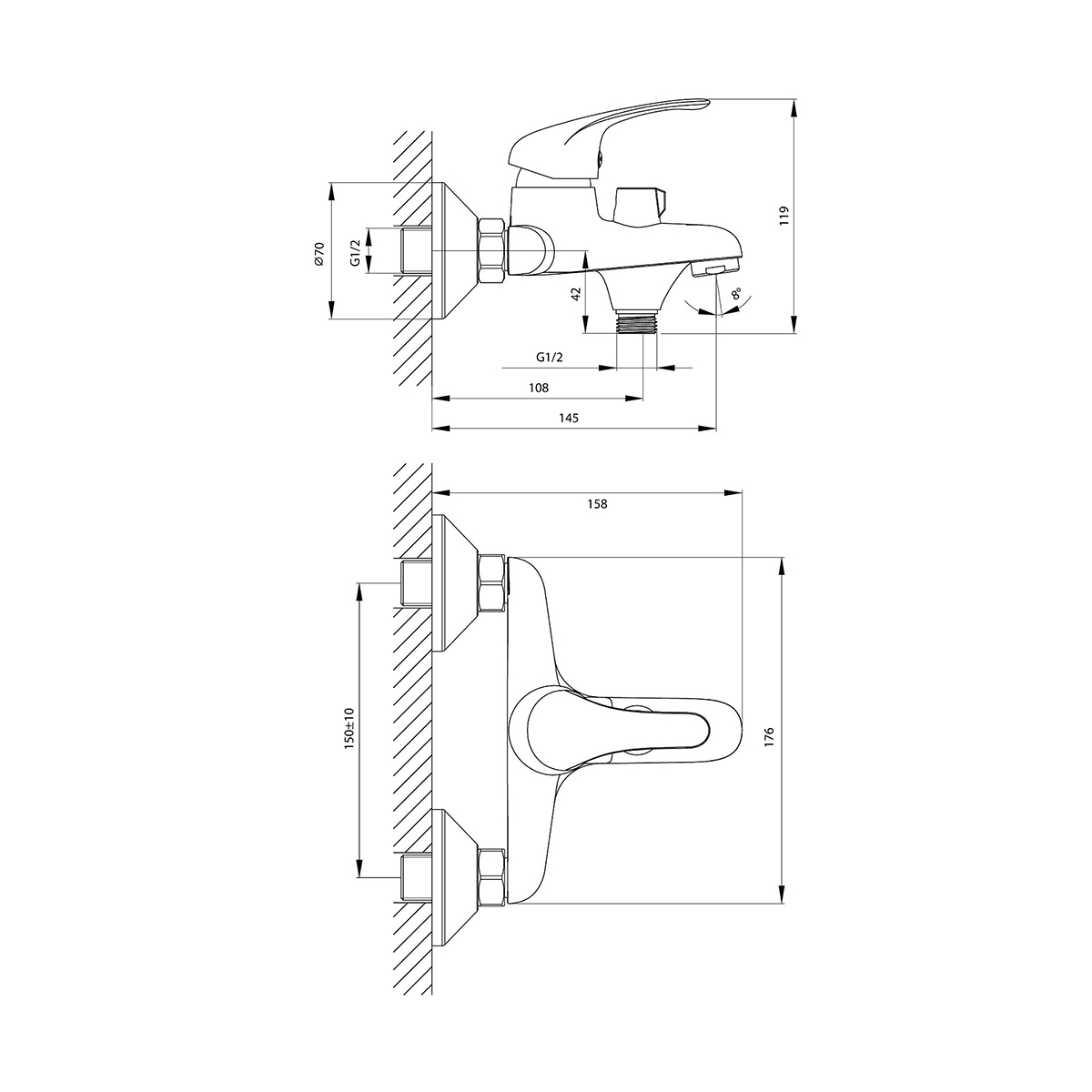 Смеситель для ванн  a35-30 (1/12) "rossinka"