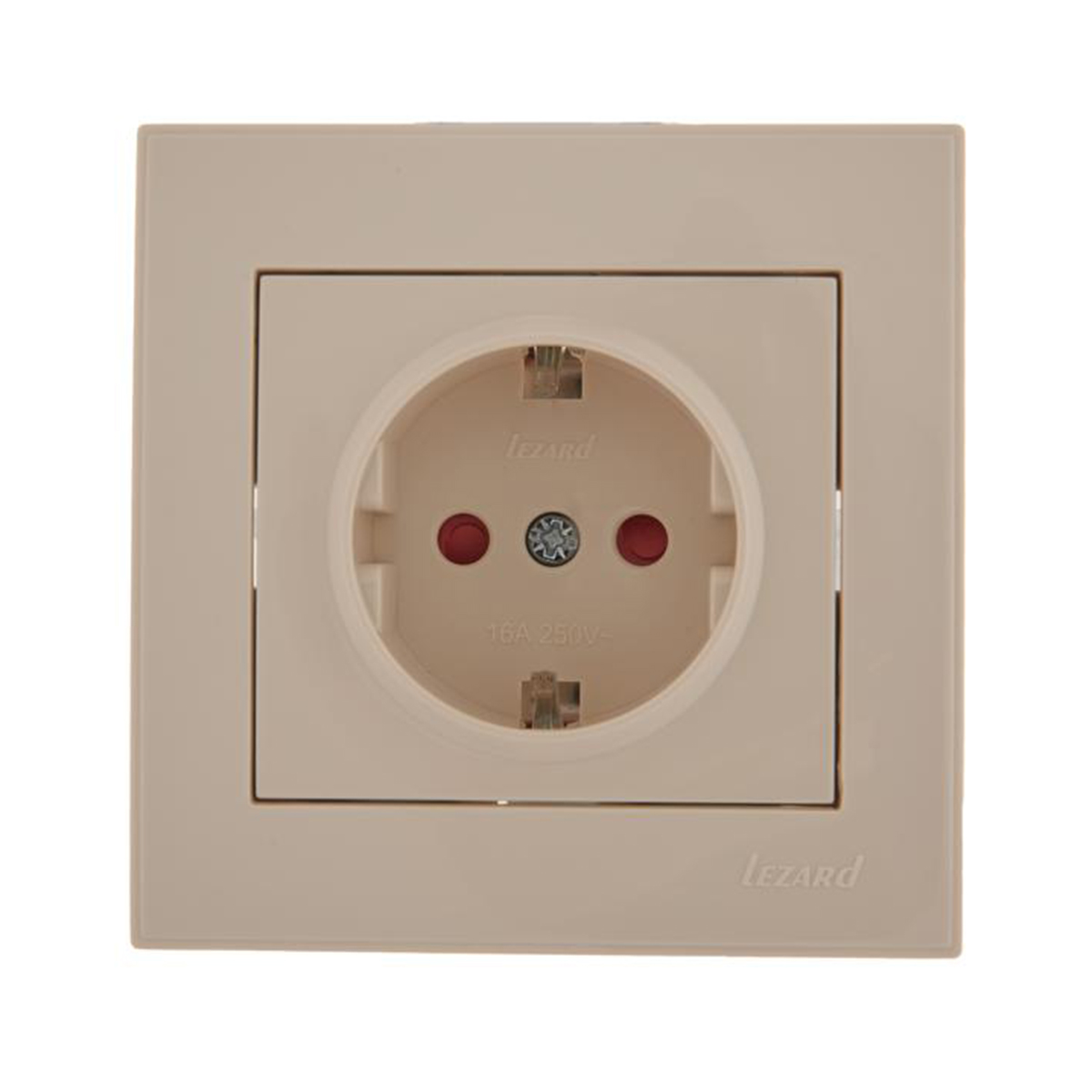 Розетка "rain" 1 местн. с заземл, с шторками (керамика) кремовый (1/10/120) "lezard" 703-0303-124