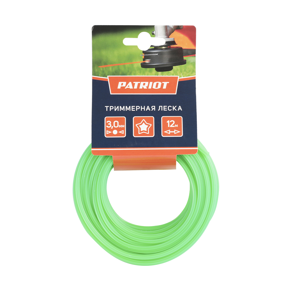 Леска для триммера 3,0 мм 12 м звезда (1/80) "patriot" 805205123