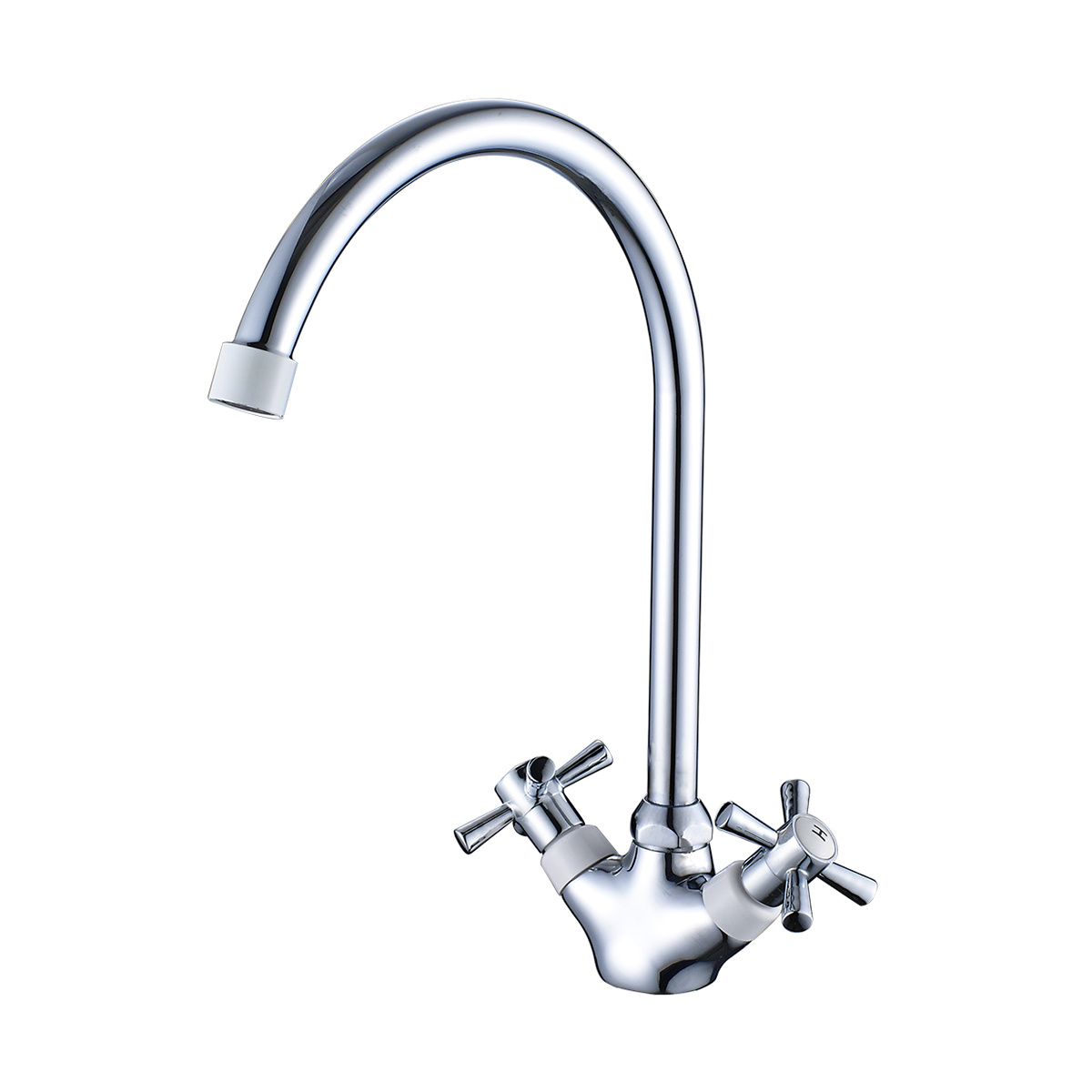 Смеситель для кухни dr51028-white двухвентильный. поворотн. излив (белый/хром) (1/12) "decoroom"