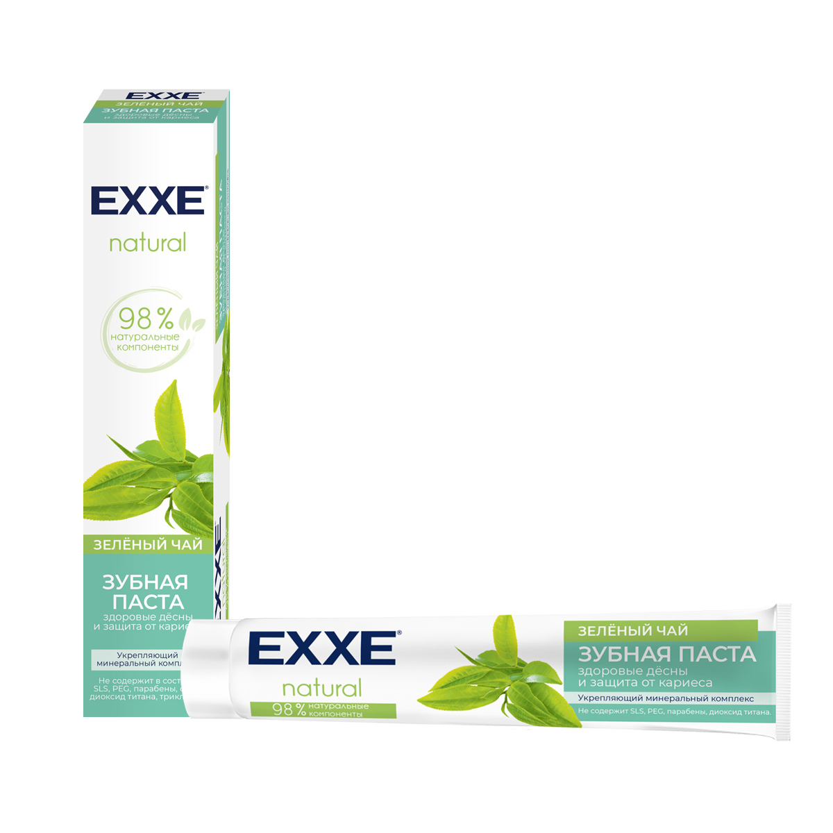 Зубная паста "natural" зеленый чай 75 мл (1/12) "exxe"