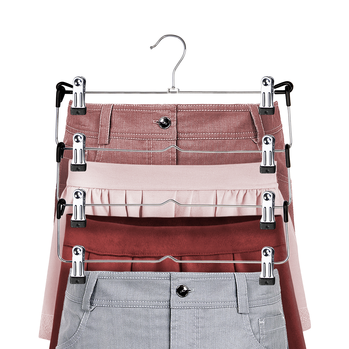 Вешалка для брюк и юбок 4-х уровневая секционная с зажимами (1/32) "valiant" 181b07