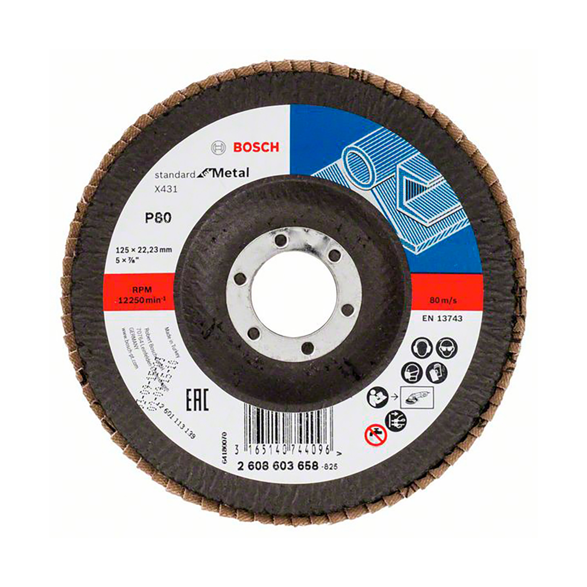 Круг лепестковый "standard for metal" для ушм 125 х 22,2 мм, k80 (1) "bosch" 2608603658