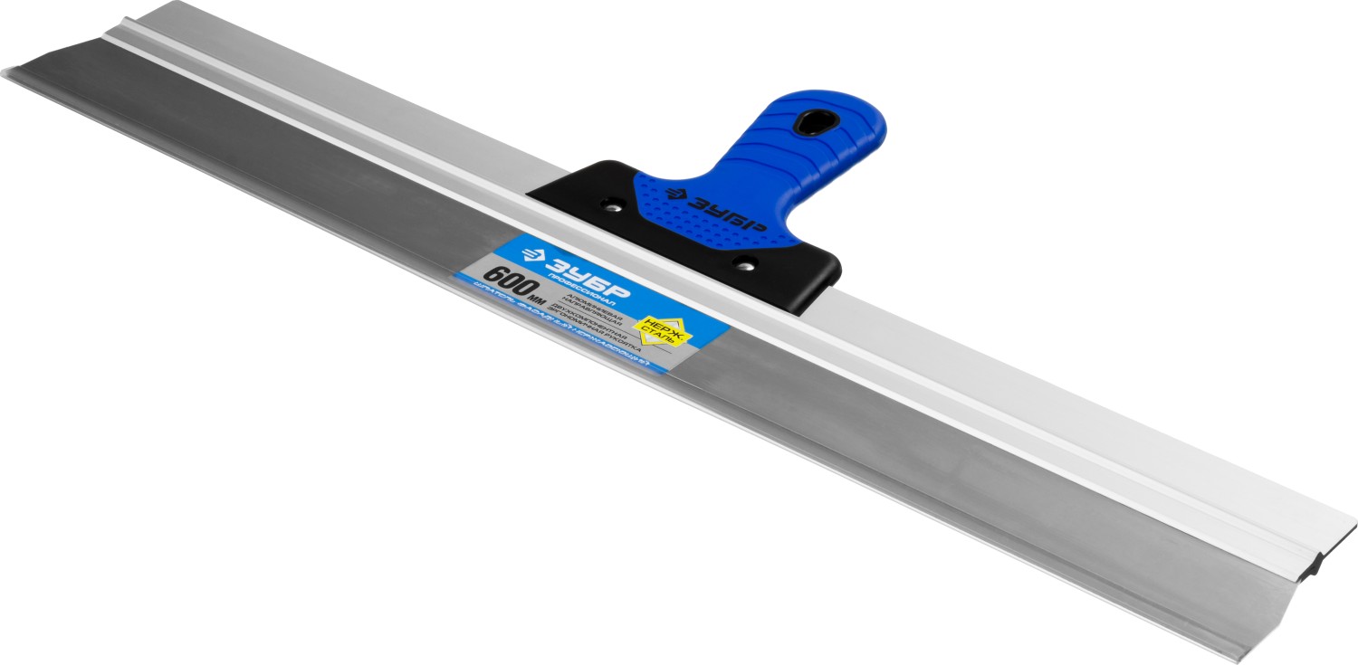 ЗУБР 600 мм, усиленная алюминиевая направляющая, двухкомпонентная ручка, нержавеющий, фасадный шпатель, Профессионал (10049-60)