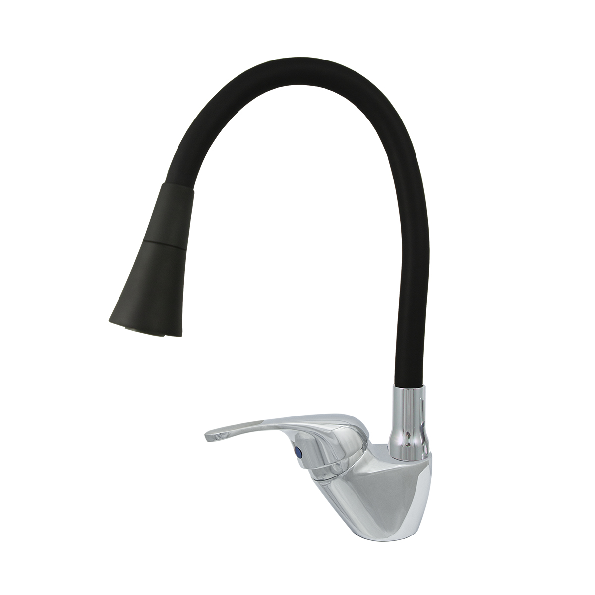 Смеситель для кухни "престиж" цс-см 27/22г d40 м42 bell гибкий силикон. излив (черный) (1/10)