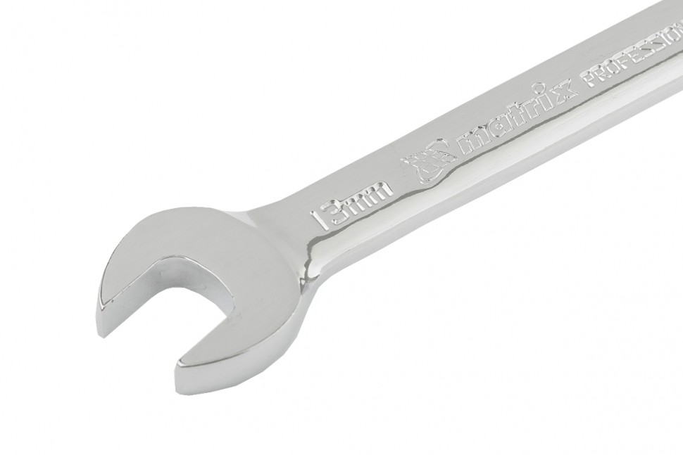 Ключ комбинированный трещоточный, 13 мм, CrV, шарнирный, зеркальный хром Matrix Professional (14865)