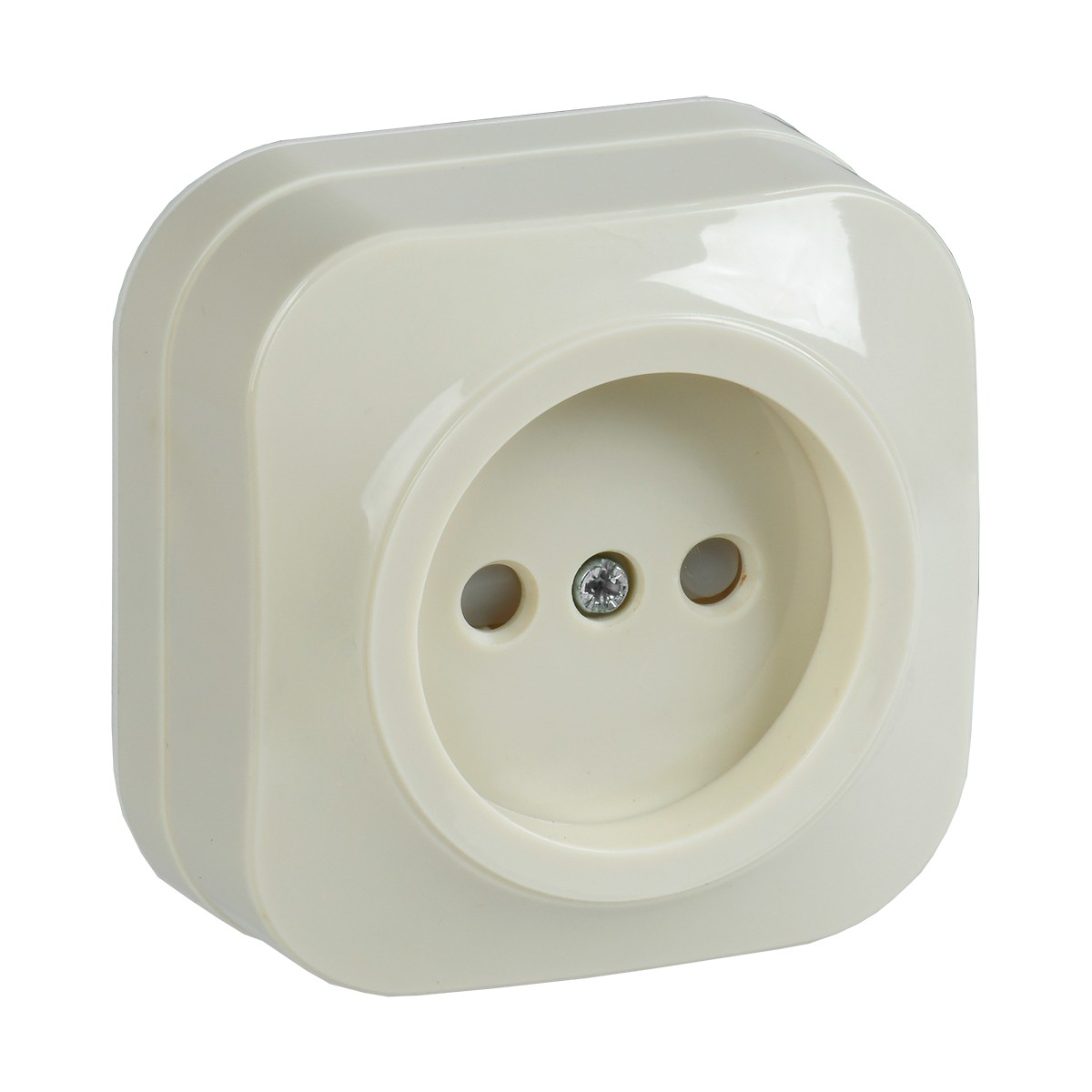 Розетка открыт. уст. "glory" 1 местн. с шторк. рсш20-2-хк, 10а, кремовый (1/36/432) "iek"