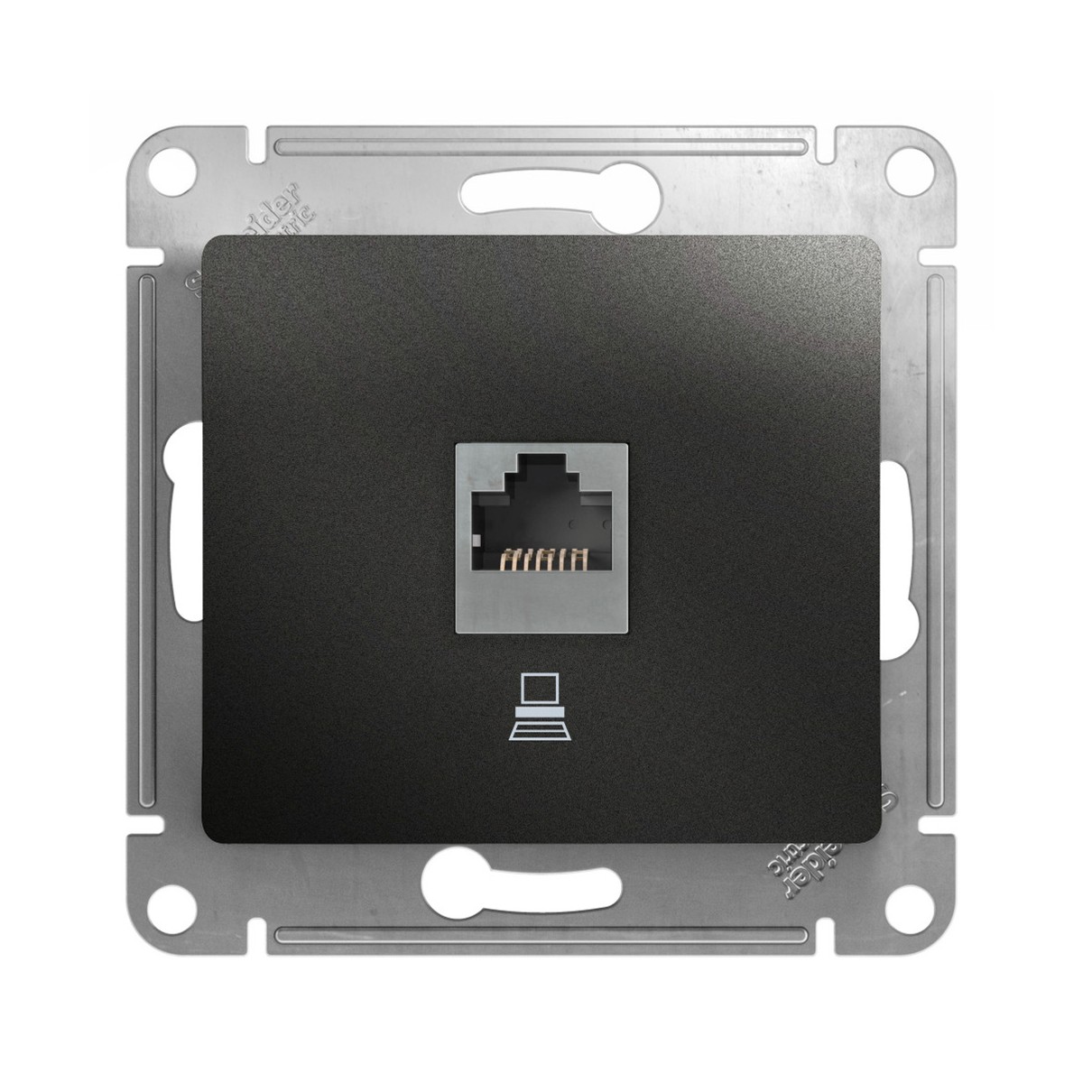 Розетка компьютерная "glossa" 1 местн. rj45 (механизм) антрацит (1/10/160) "schneider"
