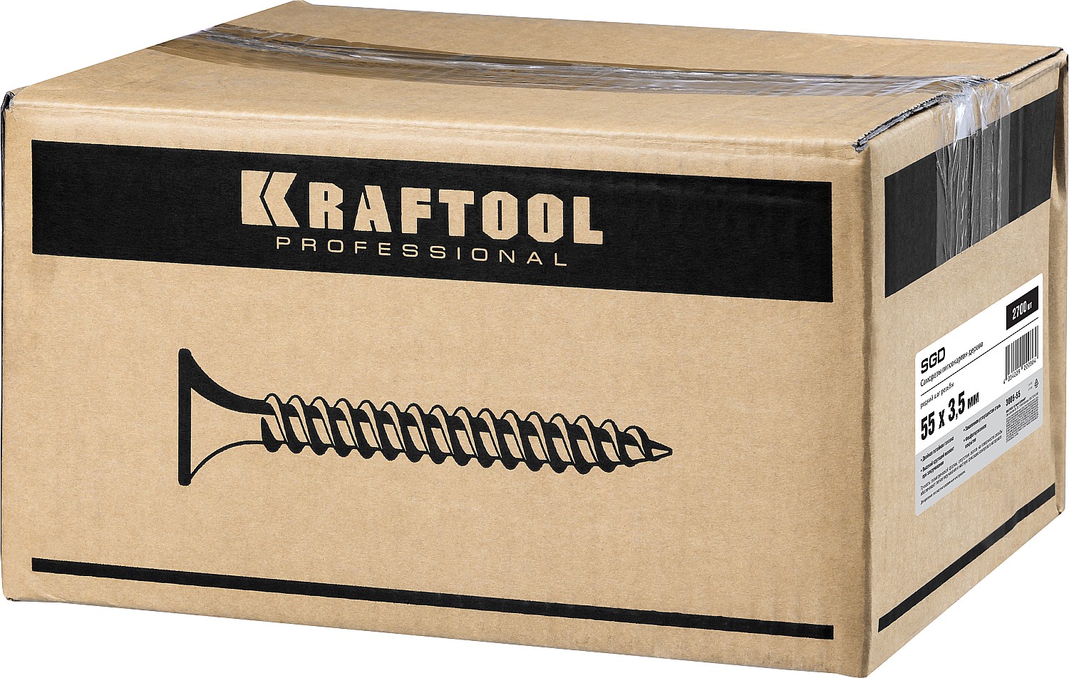 KRAFTOOL СГД, 55 х 3.5 мм, фосфатированное покрытие, 2700 шт, саморез гипсокартон-дерево (3005-55)