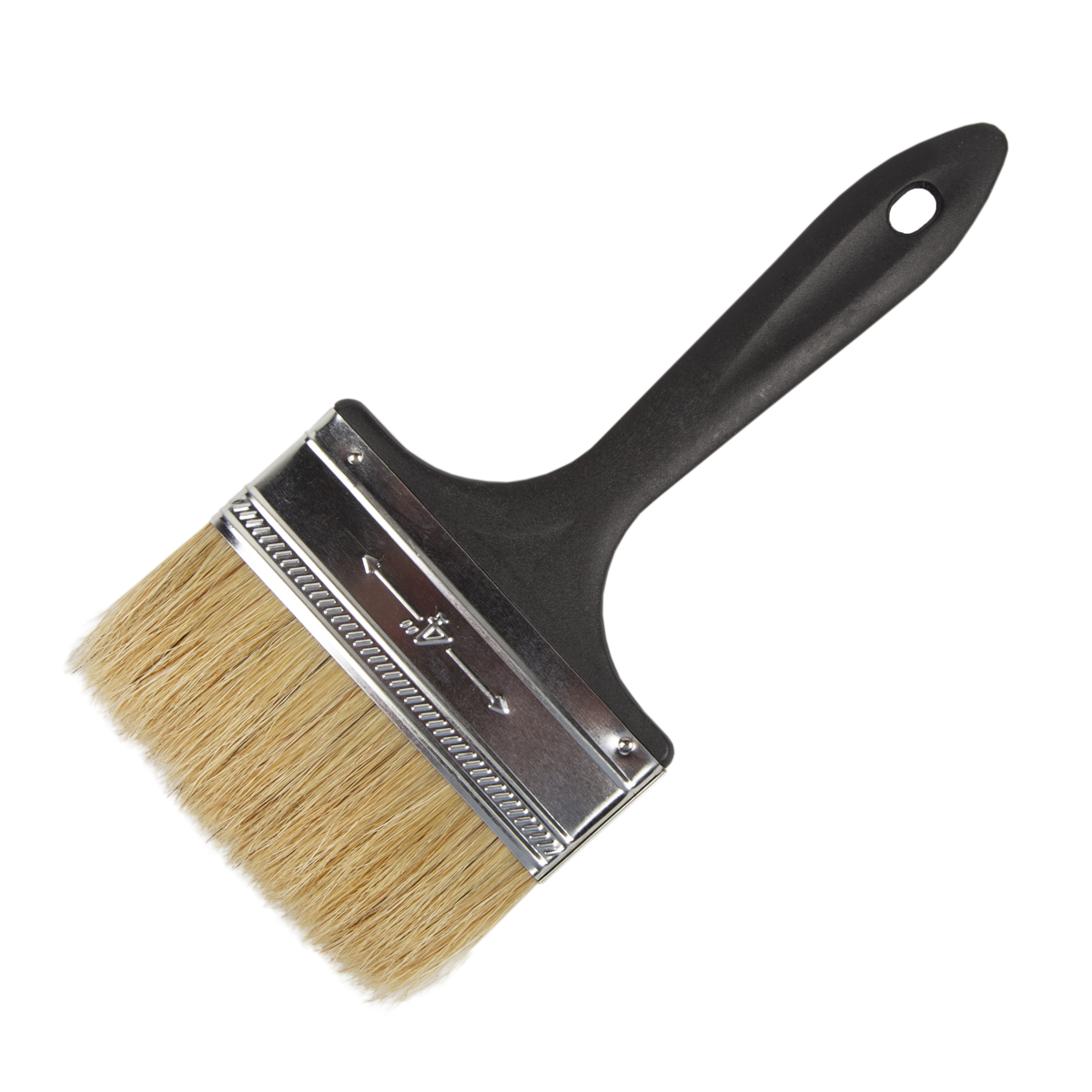 Кисть плоская №4 /100 мм  (12/240) натур. щетина, пласт.ручка "krafor" 003-0040