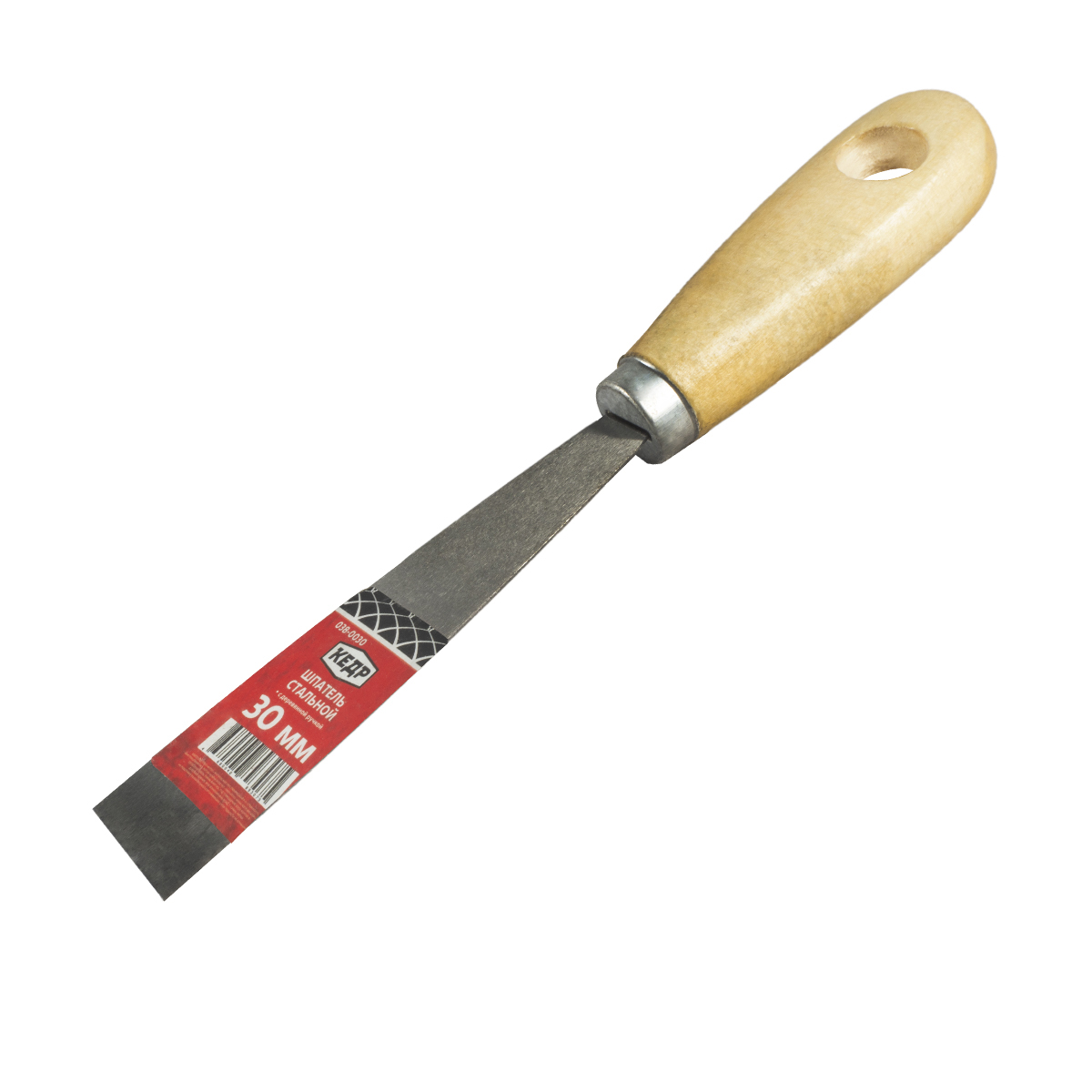 Шпатель стальной  30 мм дерев. ручка (12/240) "кедр"  038-0030