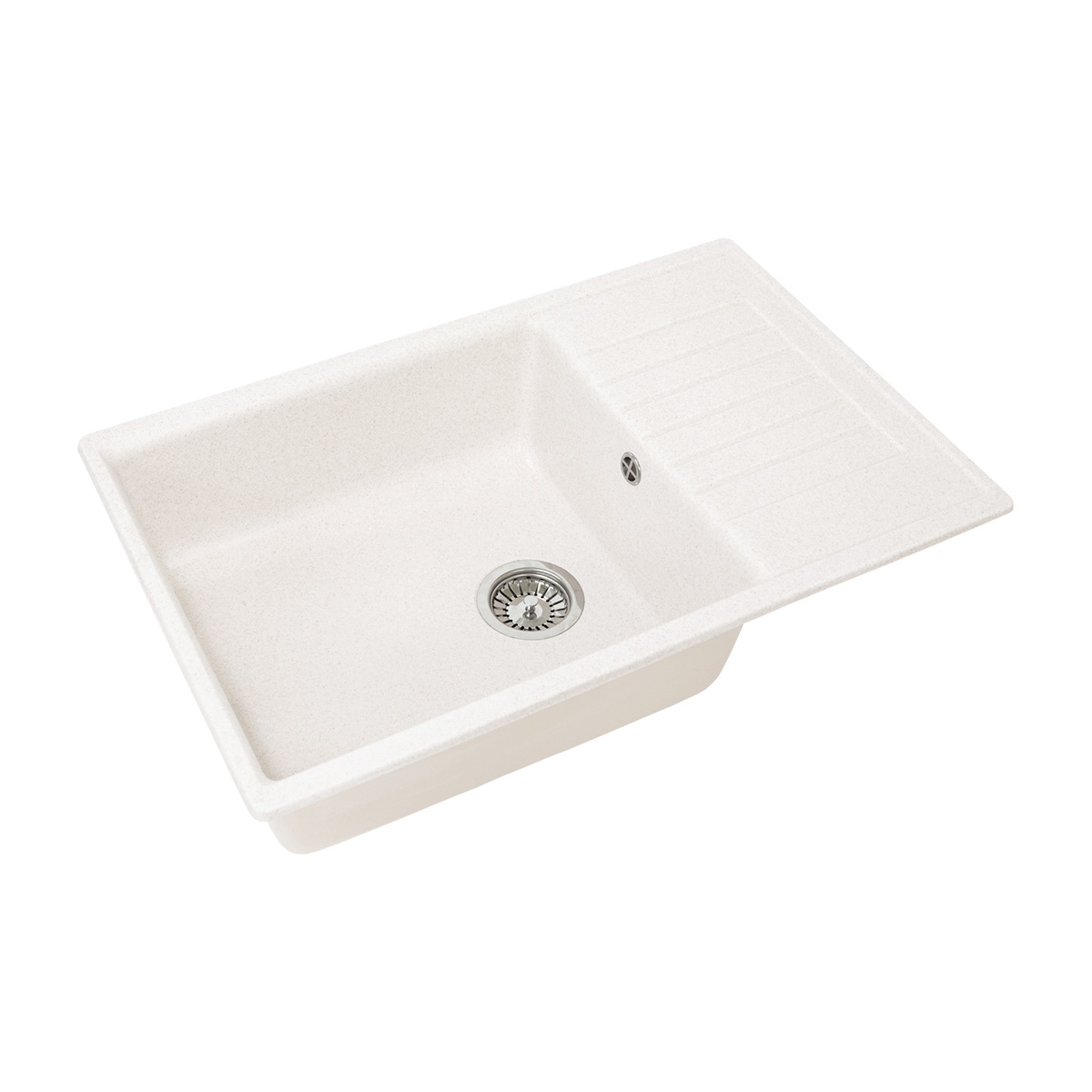 Мойка для кухни врезная искуств. камень gs-78l-331 с крылом 775*495 мм белая "granstones"