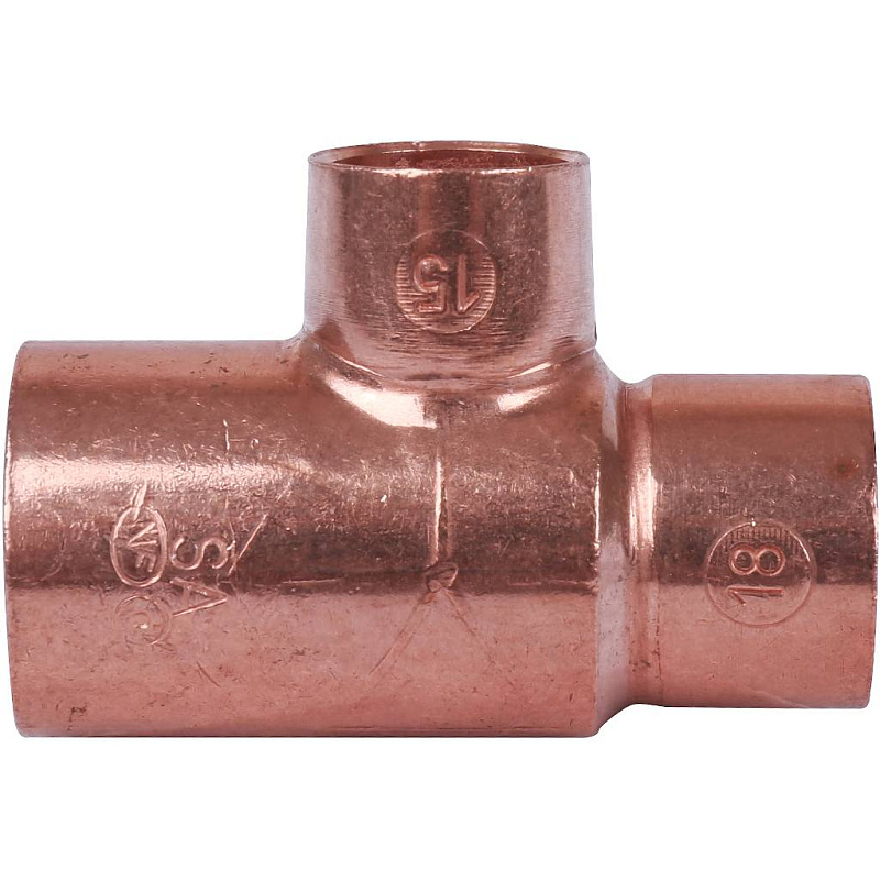 Тройник переходной 22х15х18 мм медный под пайку SANHA 15130221518