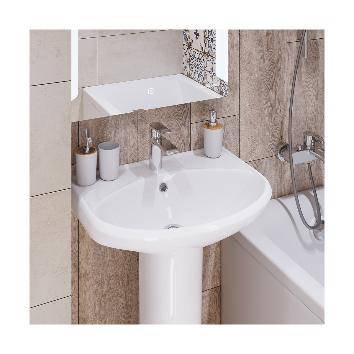 Раковина "самарская" уп белая "sanita" wb.pd/samarsky/57-c/wht.g/s1