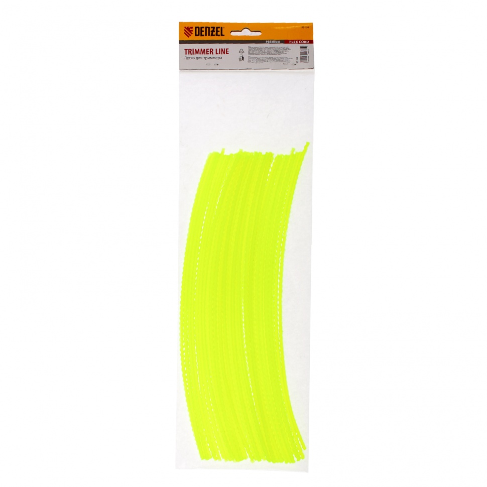 Леска для триммера, "зубчатый квадрат" нарезанная 3 мм х 30 см, 50 шт Flex cord Denzel (96104)