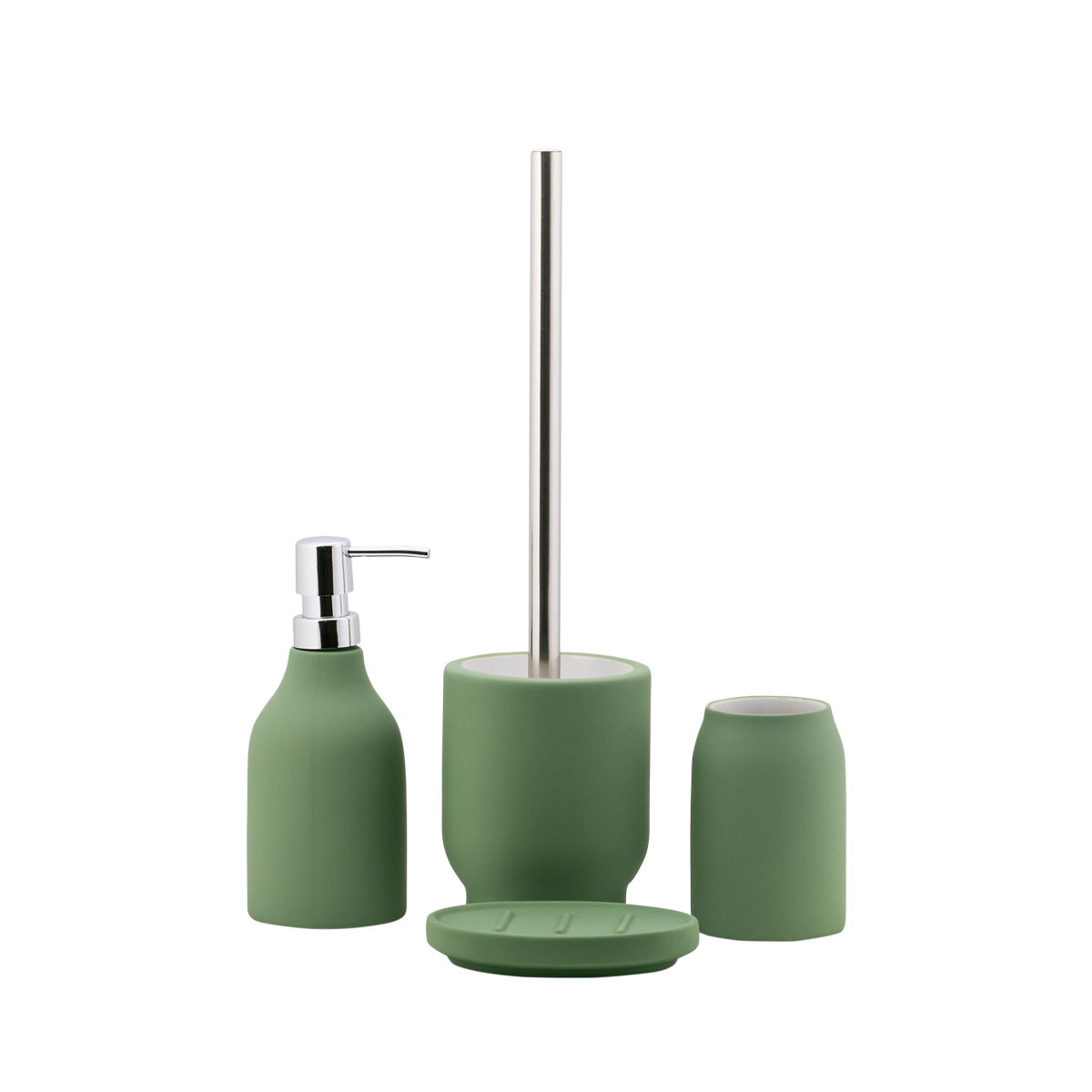 Туалетный набор "unna" ерш с подставкой, керамика/резина (оливковый) (1/6) "swensa" swtc-1204olv-05
