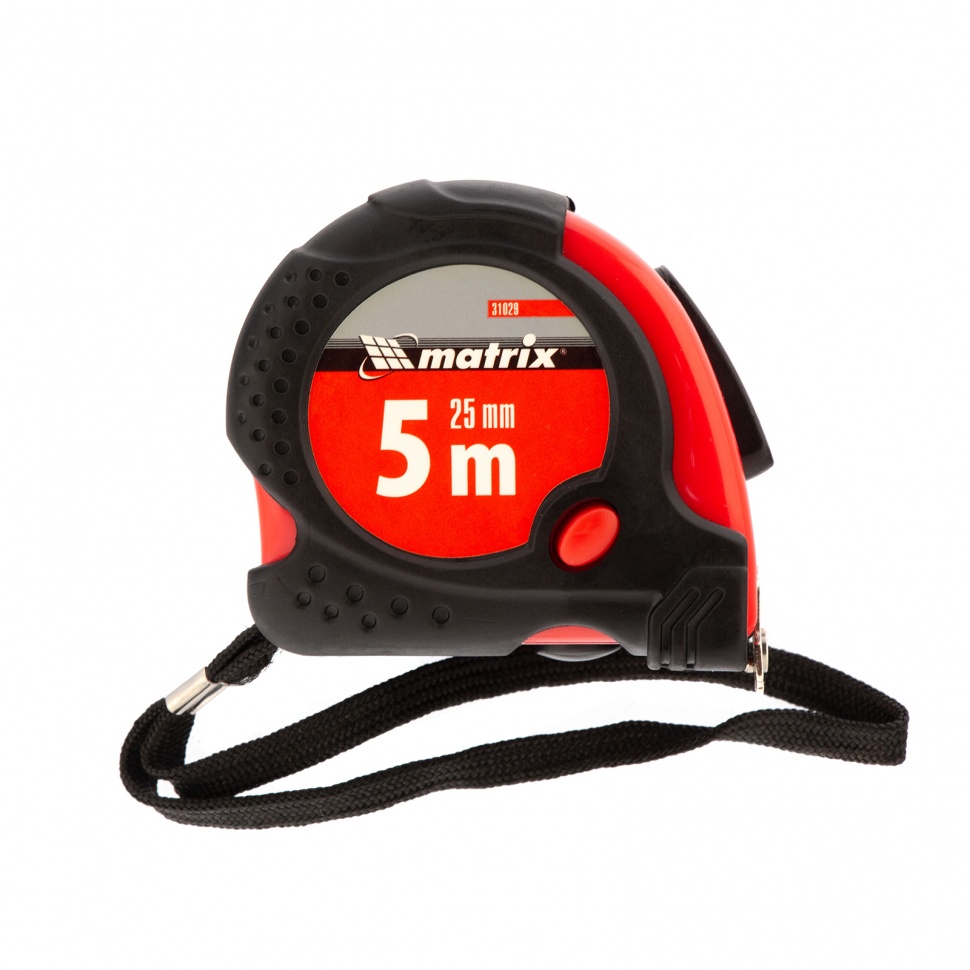 Рулетка Status Magnet fixation, 5 м х 25 мм, обрезиненный корпус, зацеп с магнитом Matrix (31029)
