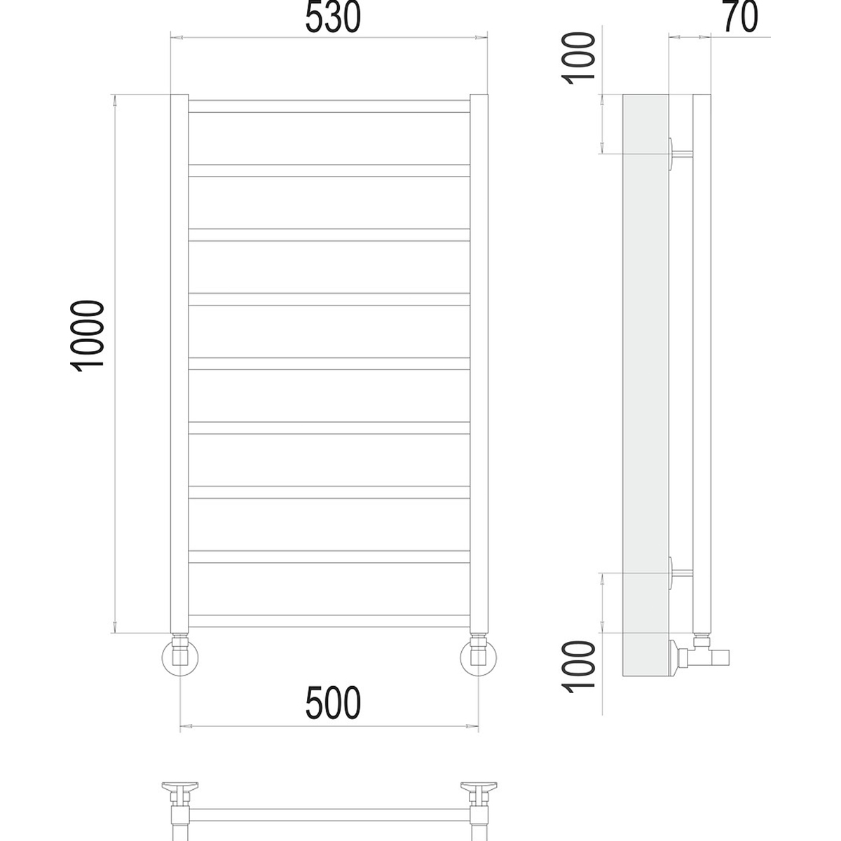 Полотенцесушитель водяной "контур" п9 500*1000 (хром) "terminus"