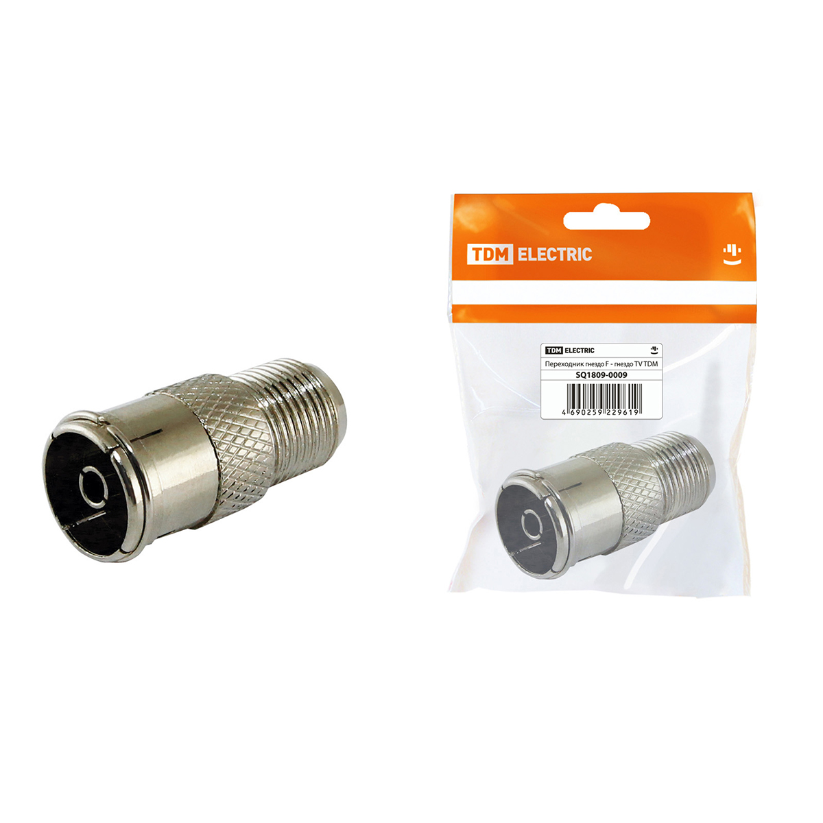 Переходник для tv гнездо f - гнездо tv (1/100/2500) tdm sq1809-0009
