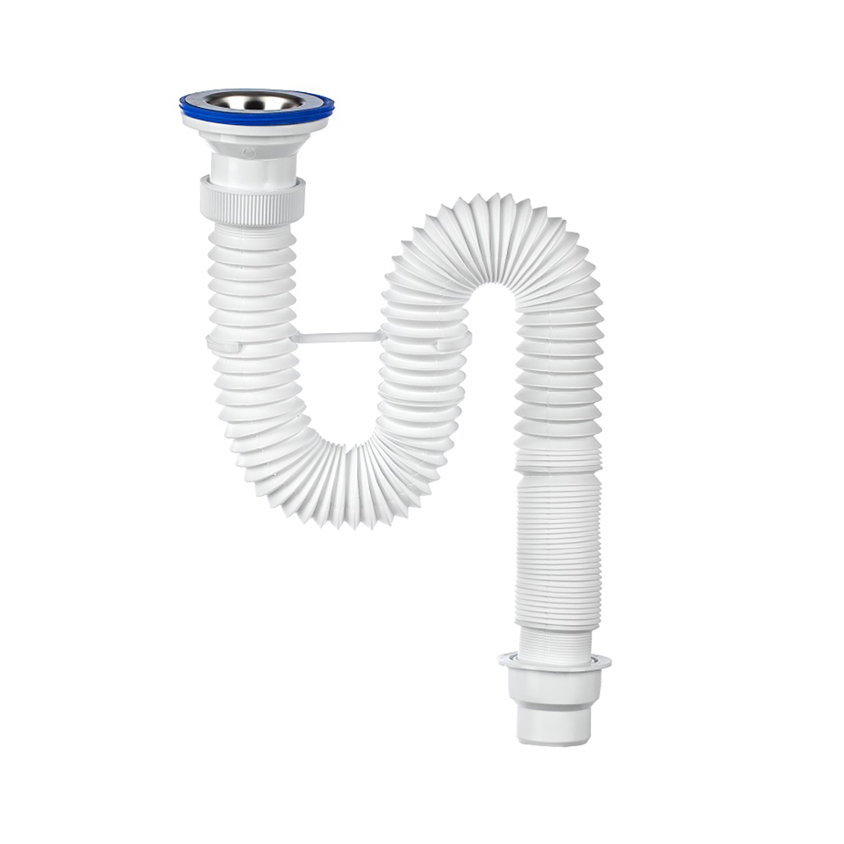 Сифон гофр. "элит" с нерж. чашкой 70 мм с хомутом жесткости (1/50) "вирпласт"