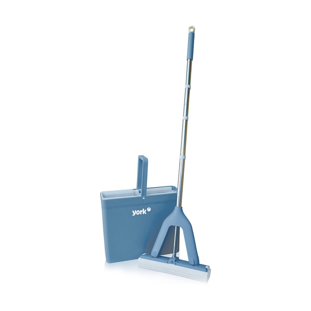 Комплект моп "easy" ведро с отжимом, швабра губчатая, 2 насадки (1/4) "york"