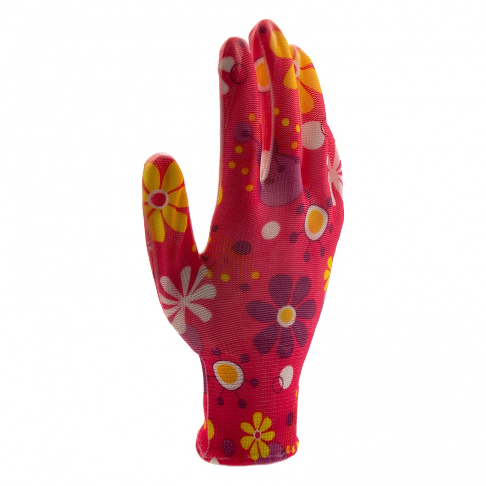 Перчатки садовые из полиэстера с нитрильным обливом, цветы, М Palisad (67857)