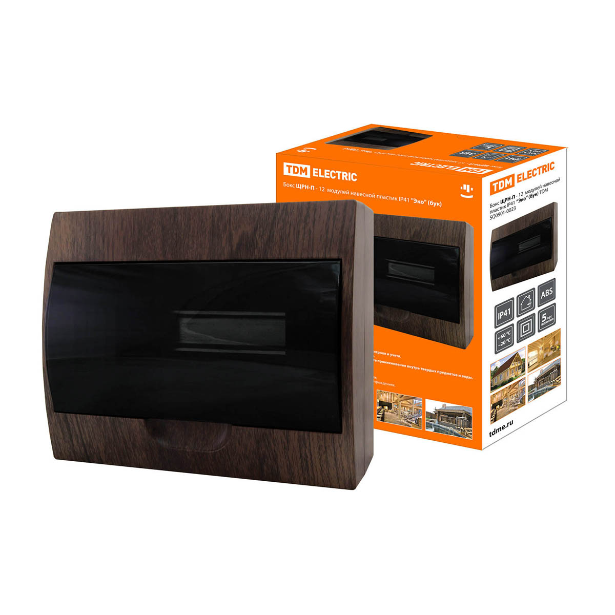 Щиток распределительный навесной щрн-п 12 модулей, пластик ip41 "эко" (бук ) (1/10) tdm sq0901-0023
