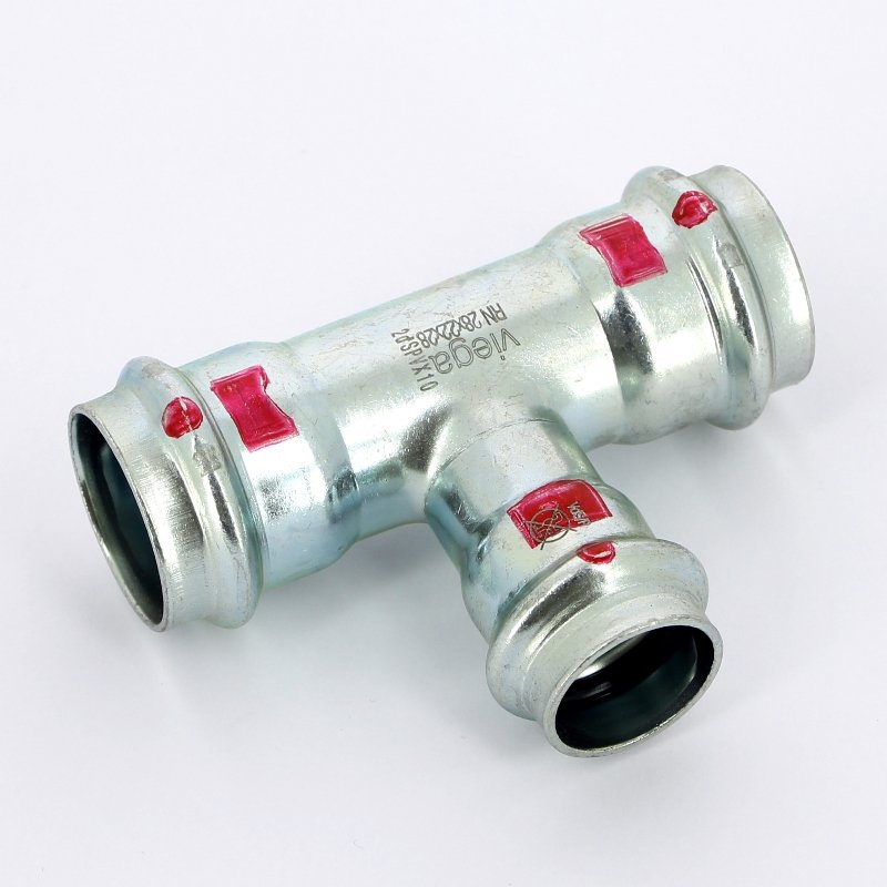 Тройник пресс 28x22x28 оцинкованная сталь Prestabo VIEGA