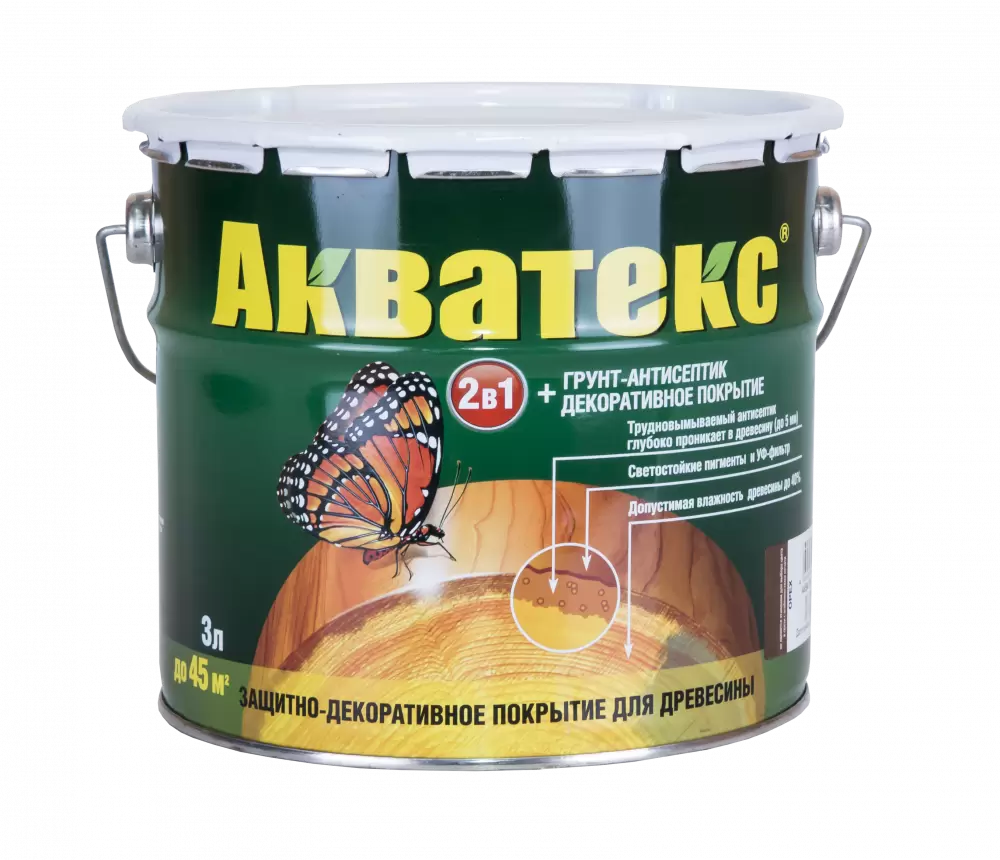 Акватекс 2 в 1 грунт-антисептик алкидный полуматовый лессирующий