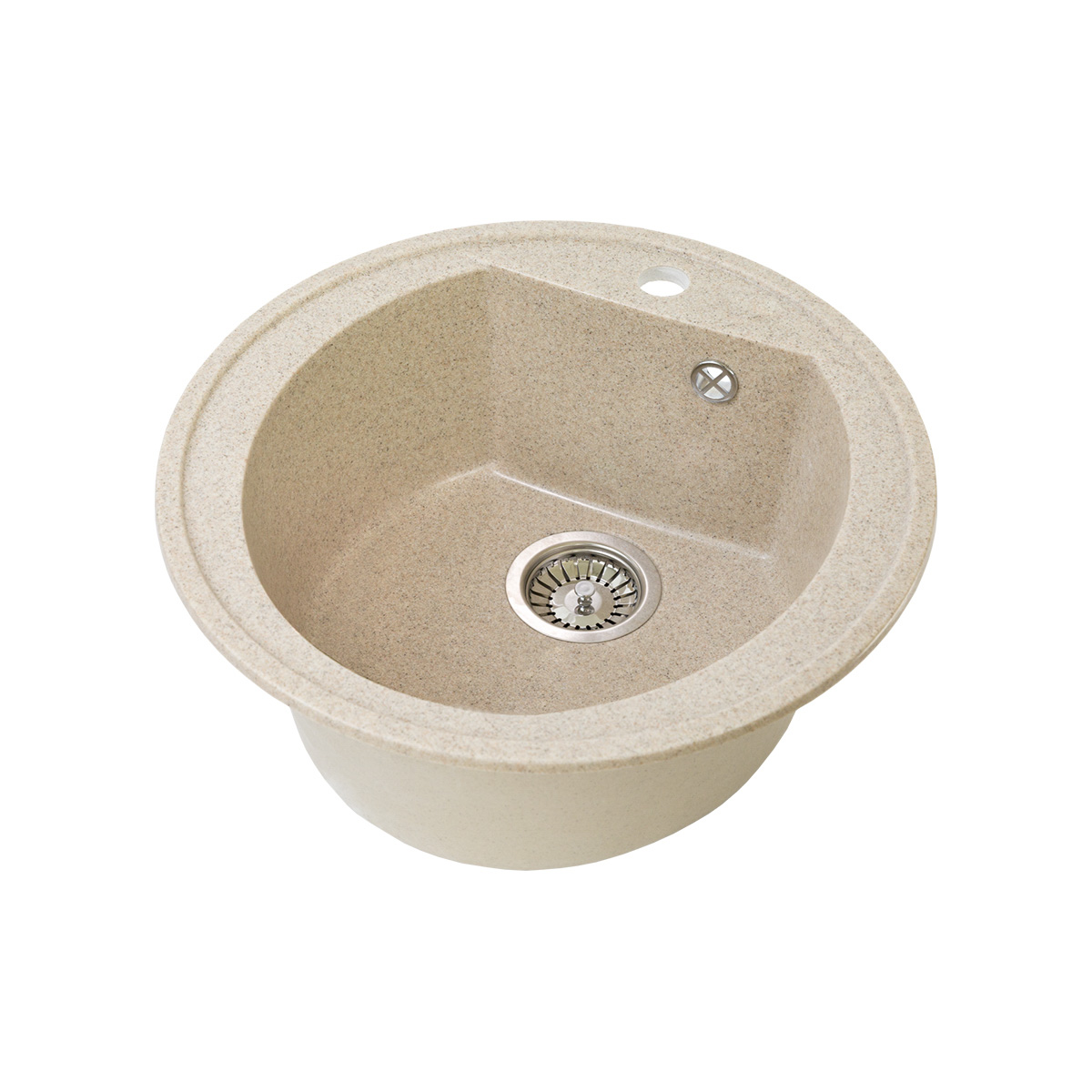 Мойка для кухни врезная искуств. камень gs-07-328 d-500 мм бежевая "granstones"