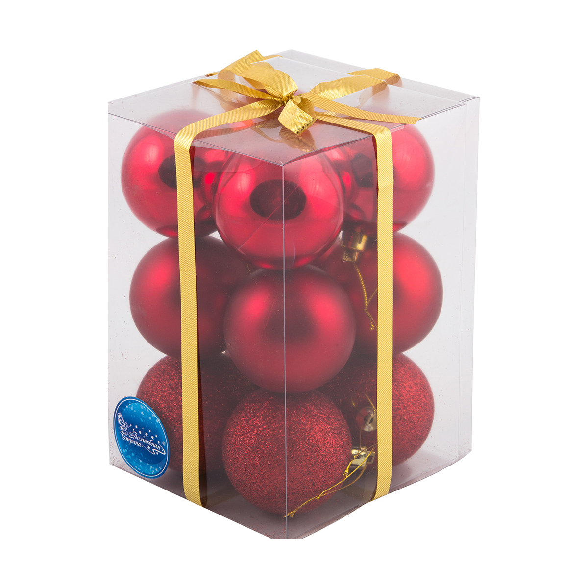 Шары новогодние pb6-12smb-r набор 12 шт. d - 6 см, красный (1/24) "волшебная страна"